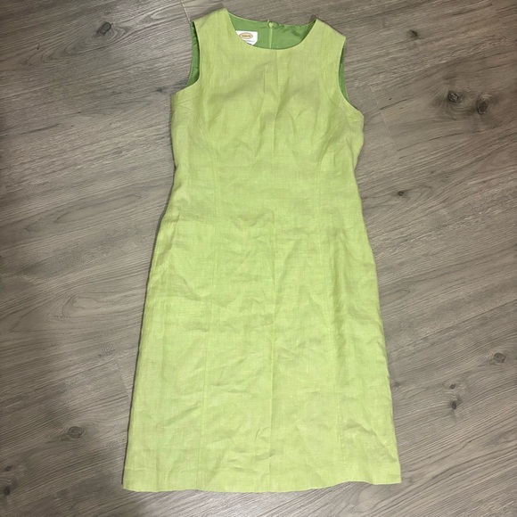 Talbots 100% Irish Linen Lime Green Sheath Dress Women’s Sz 6 Sleeveless Classic - Picture 8 of 15
